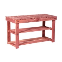 Household Essentials CedarFresh 2-Tier Cedar Shoe Rack and Seat Bench