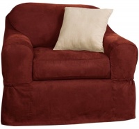 Maytex Piped Suede 2-Piece Slipcover Chair, Red