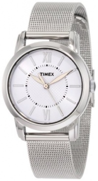 Timex Women's T2N679 Elevated Classics Dress Uptown Chic White Dial Mesh Bracelet Watch