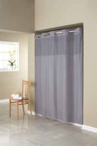 Hookless Fabric Shower Curtain with Built in Liner  -Grey