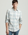 Shades of Grey by Micah Cohen Woven Plaid Sport Shirt - Slim Fit