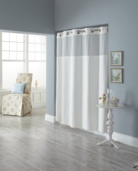 Hookless Fabric Shower Curtain with Built in Liner  -White Diamond Pique