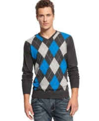 Stand out in the crowd with this argyle merino sweater from INC International Concepts.