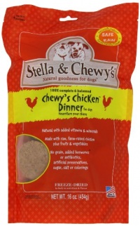 Stella & Chewy's Freeze Dried Dog Food for Adult Dogs, Chicken Patties, 16 Ounce Bag