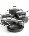 This all-inclusive cookware set from Simply Calphalon is simply irresistible. With its quick-heating, hard-anodized exterior and double coating of exclusive nonstick formula, you'll bring out the best in your kitchen meal after meal. 10-year warranty.