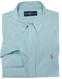 Polo Ralph Lauren Custom-Fit Thin Stripe Poplin, Turquoise, XX-Large