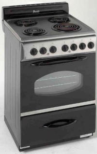 Avanti ER2402CSS 24 Freestanding Electric Range, Integrated Backsplash and Storage Drawer