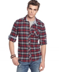 Stay on-trend this season with this ruggedly cool buffalo check shirt from Vintage Red.