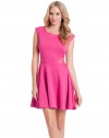 GUESS Mesh-Inset Shirred Dress, BRIGHT FUCHSIA (XL)