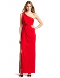 BCBGMAXAZRIA Women's Snejana One Shoulder Slit Gown, Red Berry, Medium