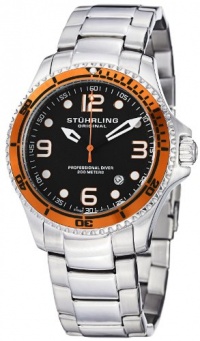 Stuhrling Original Men's 593.332I11 Aquadiver Grand Regatta Swiss Quartz Diver Date Orange Bezel Watch