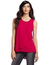 BCBGMAXAZRIA Women's Julianna Tank Top With Side Cascade Drape, Turkish Rose, Medium