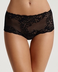 Sultry sheer briefs with ornate feather lace detail all over. Style #756023