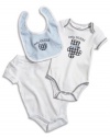 GUESS Kids Boys Two BODYSUITS with Bib Set (0 - 9m), LIGHT BLUE (6/9M)