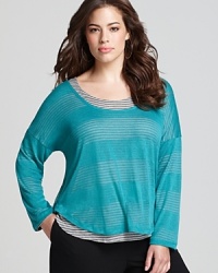 Faded stripes lend dimension to a layered Splendid Plus tee, featuring effortless dolman sleeves for everyday chic.