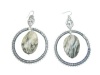 Silver Tone Snake Pattern Bead in Hoop Earrings