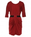 BCBGMAXAZRIA Women's Iselin The Draped Skirt Dress, New Red, Small