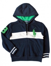 PRL Toddler Boy's Big Pony Chest Stripe Hoodie, Navy, 3/3T