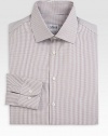 Smart mini-check pattern defines this classic dress shirt tailored in crisp cotton.Button-frontSpread collarCottonDry cleanImported