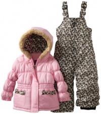 Pink Platinum Girls 2-6X Leopard Solid Snowsuit, Pink, 4T