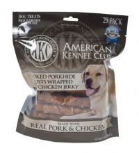 AKC Smoked Porkhide with Chicken Jerky Dog Treats (Pack of 25 5-Inch Treats)