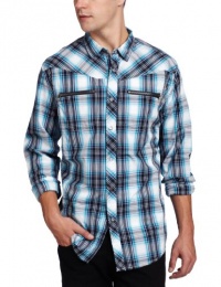 Marc Ecko Cut & Sew Men's Long Sleeve Ground Plaid Shirt