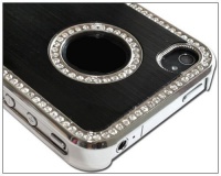 Luxury Unique Best Luxury Bling Czech Rhinestone Case Cover For Apple iPhone 4 4G 4S AT&T and Verizon Silver & Black