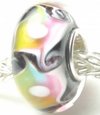 Colorful Swirls Murano Glass Bead Charm Fits Pandora Bracelet