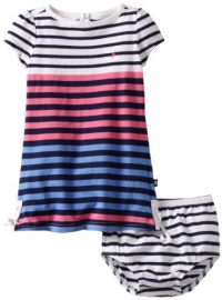 Nautica Baby-girls Infant Engineer Stripe Dress, Pink, 12 Months