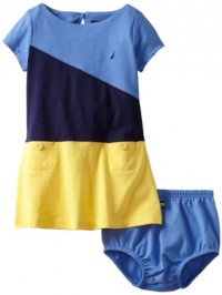 Nautica Baby-girls Infant Color Block Dress, Cornflower, 24 Months