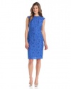 Anne Klein Women's Jacquard Piped Sheath Dress, Azure, 8