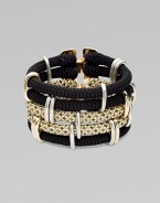 A five-row, rope design with two-tone metal accents and a goldtone clasp. RopeTwo-tone metalLength, about 8¼Spring clasp closureMade in USA