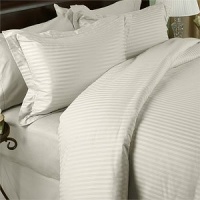 Egyptian Linens 1200-Thread-Count Egyptian Cotton 4pc 1200TC Bed Sheet Set, California King, Ivory Damask Stripe 1200 TC