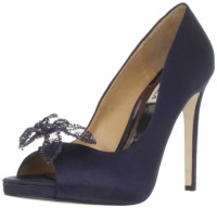 Badgley Mischka Women's Reta Open-Toe Pump,Navy,9.5 M US