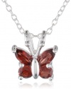 Sterling Silver Gemstone Butterfly Pendant Necklace, 18