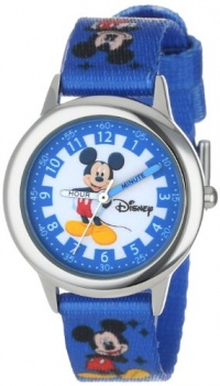 Disney Kids' W000022 Time Teacher Stainless Steel and Nylon Mickey Mouse Watch