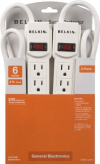 Belkin 6-Outlet Surge Protector 2-Pack with 2 feet cord