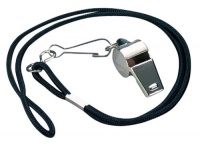 Markwort Nickel Plated Whistle and  Black Lanyard Combo