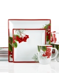 Charter Club's Red Berry square dinnerware set makes every day of the season feel like a celebration in easy-care porcelain bursting with the vibrant botanicals of Christmas.