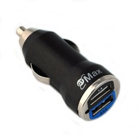 GTMax Metalic Black 2-Port (2.1A Output 10W) USB Car Charger Adapter for Samsung Galaxy Note 2 Note II N7100 4G LTE HD