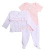 ABSORBA Baby-Girls Newborn Print Bodysuit And Footed Pan Set With Knit Top