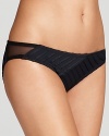 Carmen Marc Valvo's bikini bottom features a sleek design with tonal stripes for sophisticated swim look.