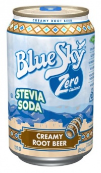 Blue Sky ZERO Calorie Creamy Root Beer (Stevia), 12-Ounce Cans (Pack of 24)