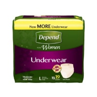 Depend Moderate Absorbency Underwear for Women, Large, 19 Count (Pack of 4)