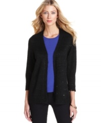 A sprinkling of tiny sequins adds sparkle to this open-front cardigan from NY Collection.