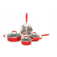 Gourmet Chef Induction Ready 7-Piece Non-Stick Cookware Set, Red