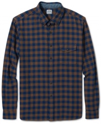 With a slim fit, this gingham check shirt from Luck Brand Jeans adds some modern style to your classic preppy look.