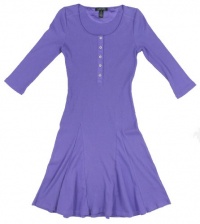 Lauren Ralph Lauren Women's Scoopneck Cotton Henley Dress (X-Small, Aster Purple)