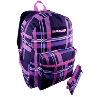 16.5Inch Pink and Purple Plaid TrailMaker Backpack Student School Book Bag