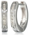 Sterling Silver Channel-Set Diamond Hoop Earrings (1/10 cttw, I Color, I2-I3 Clarity) 0.4 Diameter)